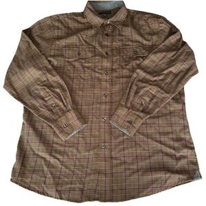 COVINGTON MULTICOLOR PLAID LARGE BUTTON UP MENS FLANNEL SOFT  LONG SLEEVE